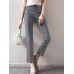 Solid Zip Front Casual Pants For Women