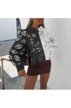 New style printed graffiti flower shirt for women  HF0116-02-01