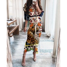 long sleeve printed long dress HF2207-01-02