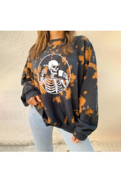 Women's printed long sleeve fleece sweatshirt HF1305-03-02