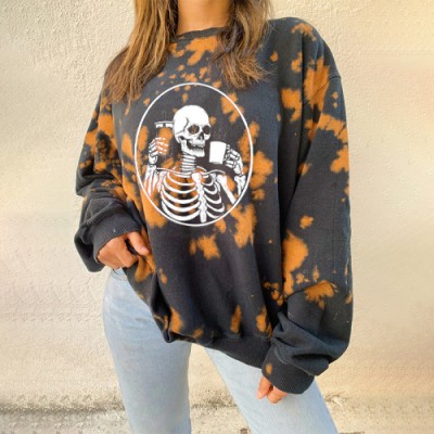 Women's printed long sleeve fleece sweatshirt HF1305-03-02