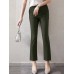 Solid Zip Front Casual Pants For Women