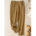 Solid Pocket Elastic Waist Casual Harem Pants For Women