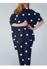 Polka Dot Irregular Hem Elastic Waist Casual Suit