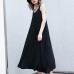 2019 black long cotton dress trendy plus size sleeveless caftans Elegant wild dress