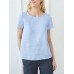 Cotton Solid Ruched Short Sleeve Round Neck Casual Blouse